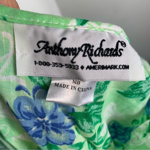 Y2K Anthony Richards Size Medium Md M Floral Green Blue House Dress Sleeveless - Picture 9 of 10